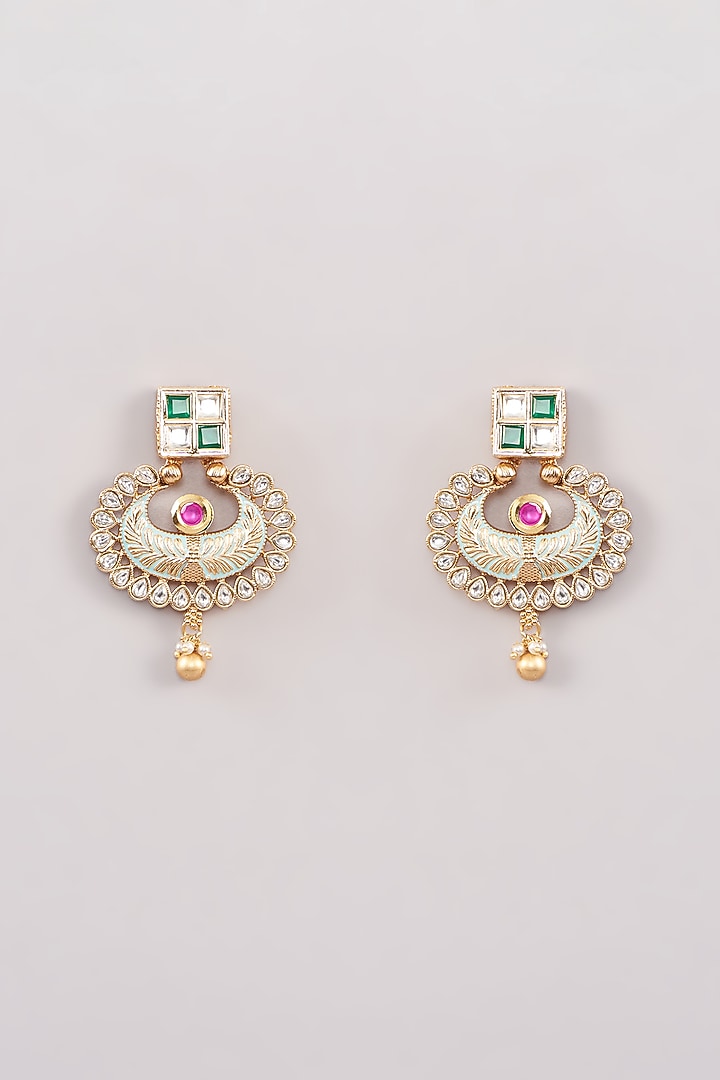 Gold Finish Kundan Polki & Pearl Choker Necklace Set by Anjali Jain Jewellery at Pernia's Pop Up Shop