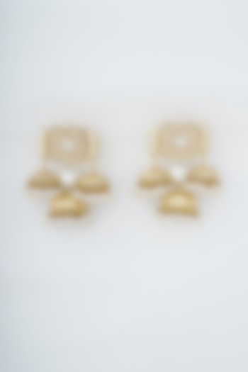 Gold Plated Kundan Polki Jhumka Earrings by Anjali Jain Jewellery at Pernia's Pop Up Shop