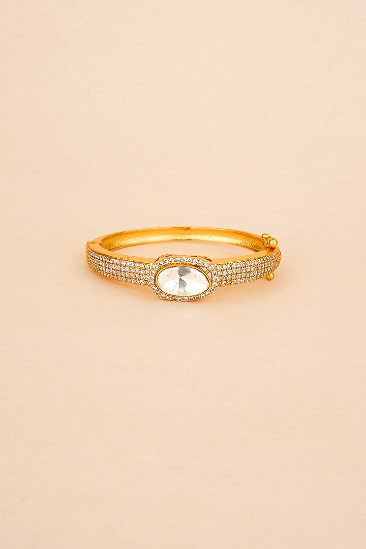 Gold Plated Kundan Polki Bracelet by Anjali Jain Jewellery at Pernia's Pop Up Shop