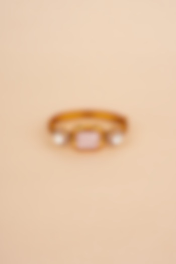 Gold Plated Kundan Polki & Pink Stone Bracelet by Anjali Jain Jewellery at Pernia's Pop Up Shop