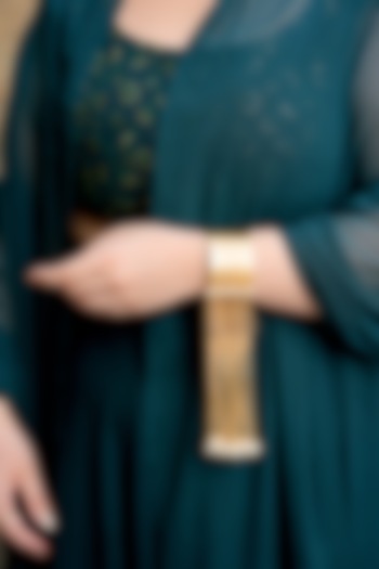 Gold Plated Kundan Polki & Pearl Cuff by Anjali Jain Jewellery at Pernia's Pop Up Shop