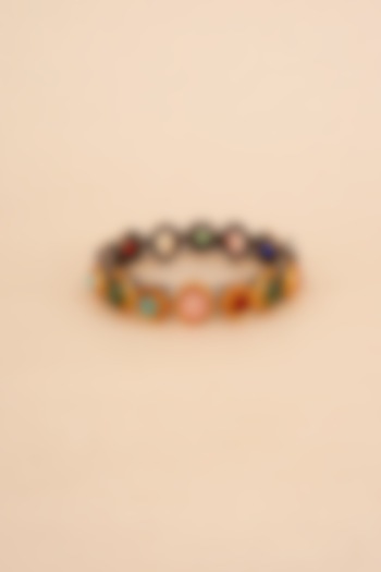 Gold Plated Navratna Stone Bangle by Anjali Jain Jewellery at Pernia's Pop Up Shop
