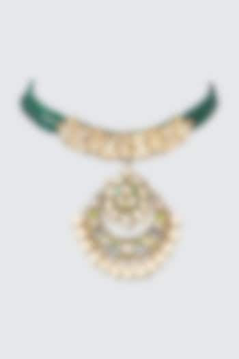 Gold Finish Pendant Layered Necklace by Anjali Jain Jewellery