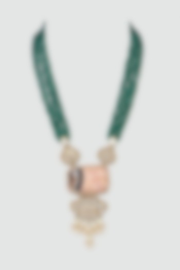 Gold Finish Kundan Polki Pendant Necklace by Anjali Jain Jewellery at Pernia's Pop Up Shop