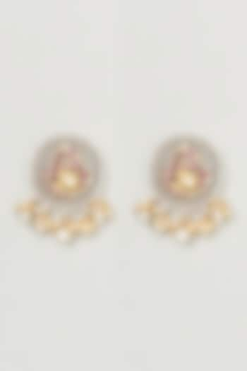 Two Tone Finish Pearl Earrings by Anjali Jain Jewellery at Pernia's Pop Up Shop