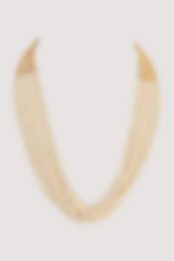 Gold Finish Pearl Necklace by Anjali Jain Jewellery