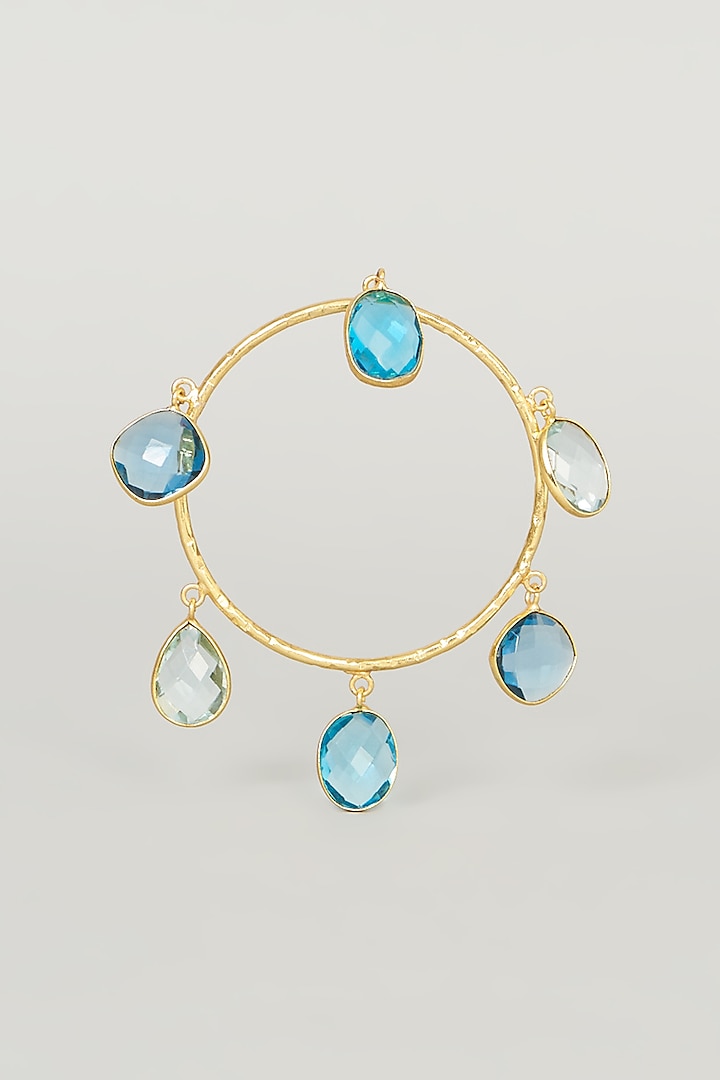 Gold Finish Blue Stone Bangle by Anjali Jain Jewellery