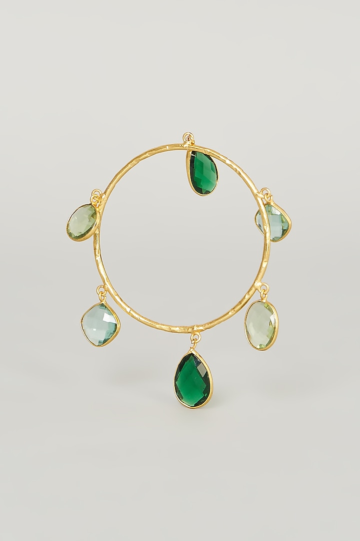 Gold Finish Green Stone Bangle by Anjali Jain Jewellery