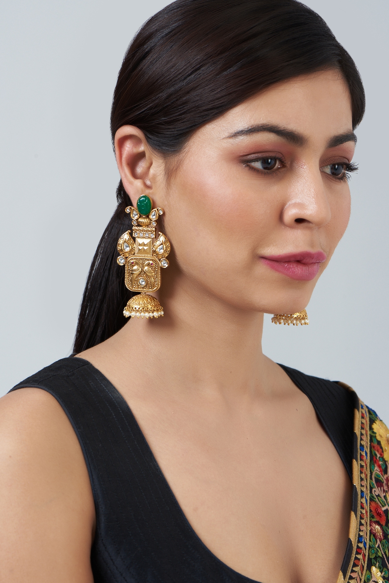 Gold Plated Traditional Long Kundan Necklace and Jhumki Earr – One Stop  Fashion