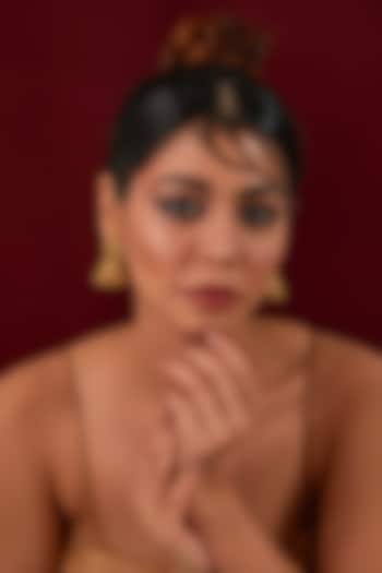 Gold Plated Temple Jhumka Earrings by Anjali Jain Jewellery at Pernia's Pop Up Shop