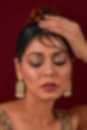 Gold Plated Kundan Polki & Pearl Dangler Earrings by Anjali Jain Jewellery at Pernia's Pop Up Shop