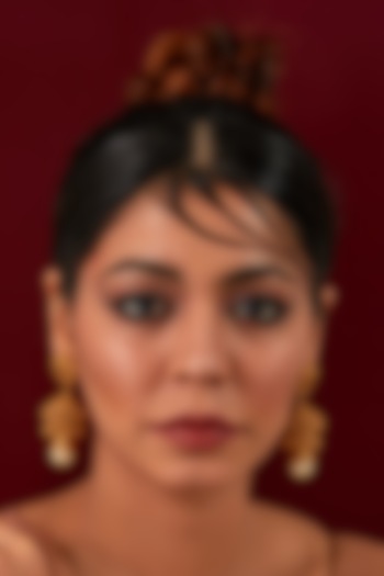 Gold Plated Pearl Drop Jhumka Earrings by Anjali Jain Jewellery at Pernia's Pop Up Shop