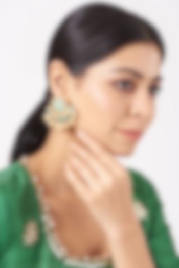 Gold Plated Kundan Polki & Pearl Earrings by Anjali Jain Jewellery at Pernia's Pop Up Shop