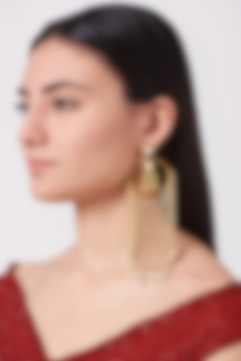 Gold Plated Pearl Tassel Jhumka Earrings by Anjali Jain Jewellery