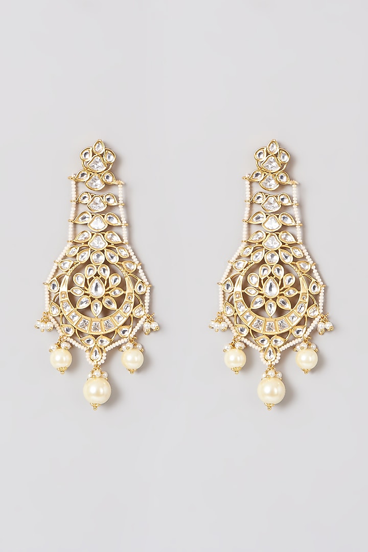Gold Plated Pearl Dangler Earrings by Anjali Jain Jewellery at Pernia's Pop Up Shop