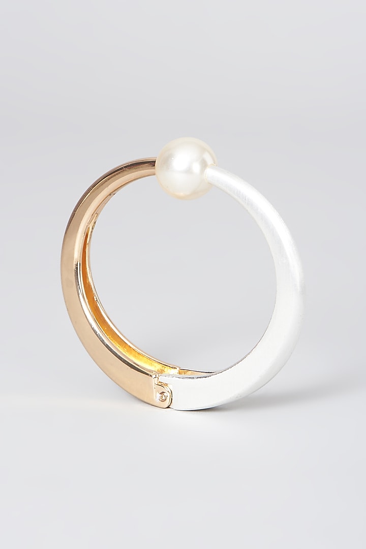 Gold & Silver Finish Pearl Cuff Bracelet by Anjali Jain Jewellery at Pernia's Pop Up Shop