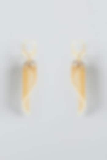Gold Finish Taselled & Pearls Dangler Earrings by Anjali Jain Jewellery at Pernia's Pop Up Shop