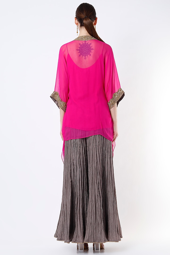 Grey Chiffon Silk Wedding Sharara Set by Anand Kabra at Pernia's Pop Up Shop