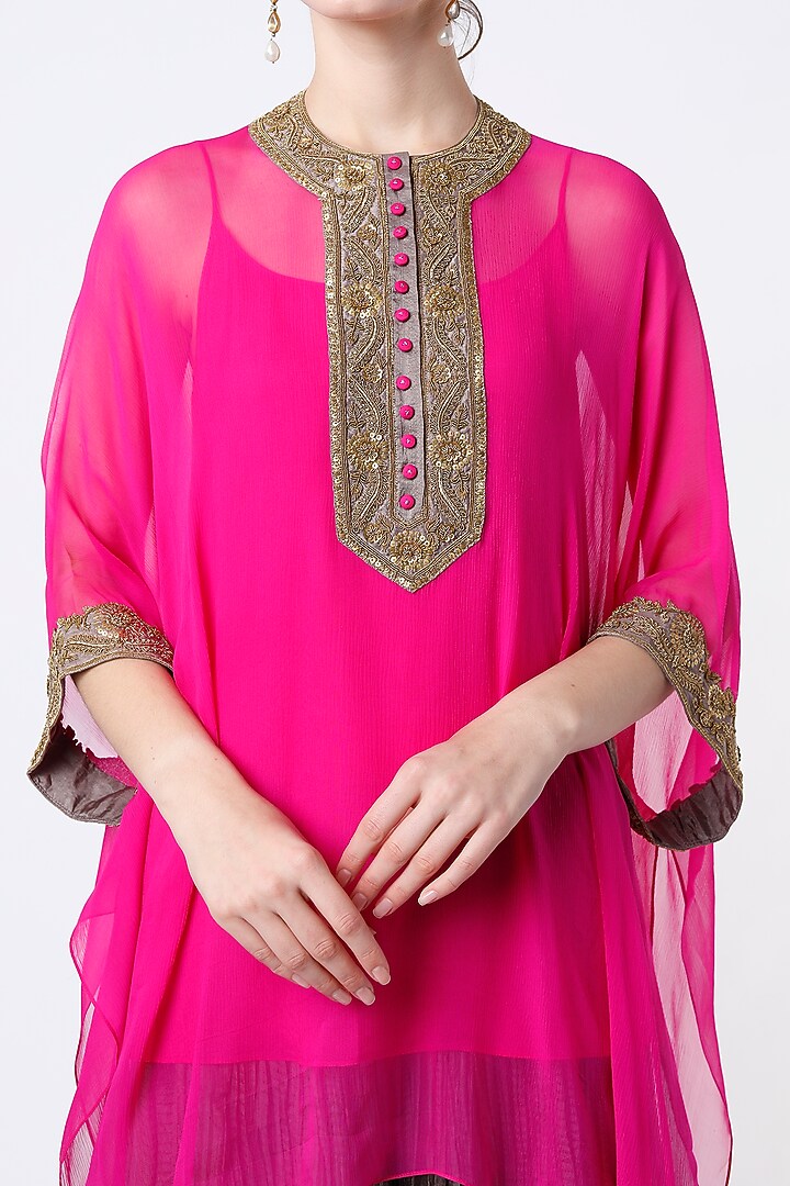 Grey Chiffon Silk Wedding Sharara Set by Anand Kabra at Pernia's Pop Up Shop