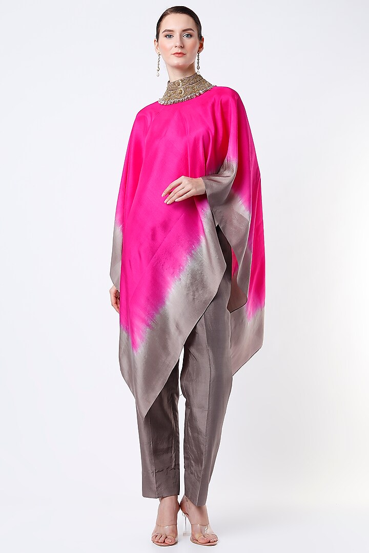 Grey Dupion Silk Pant Set by Anand Kabra