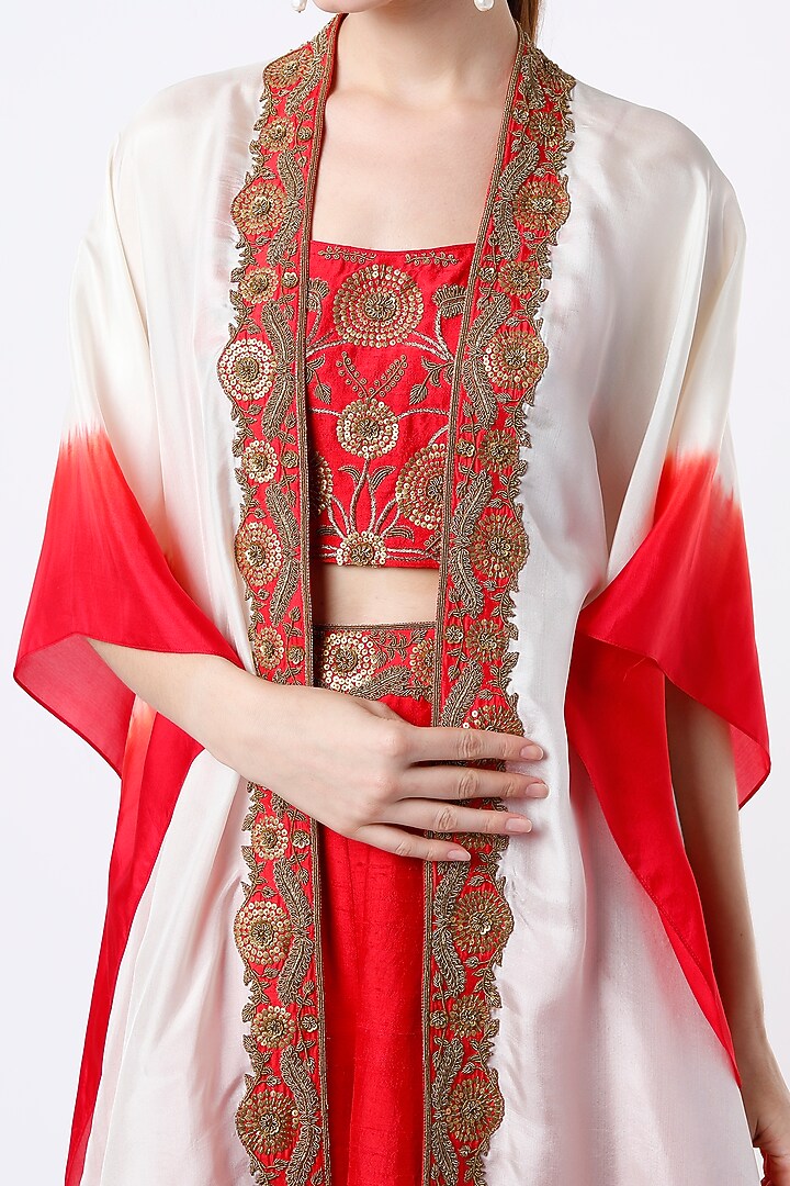 Deep Orange Embroidered Wedding Sharara Set by Anand Kabra at Pernia's Pop Up Shop