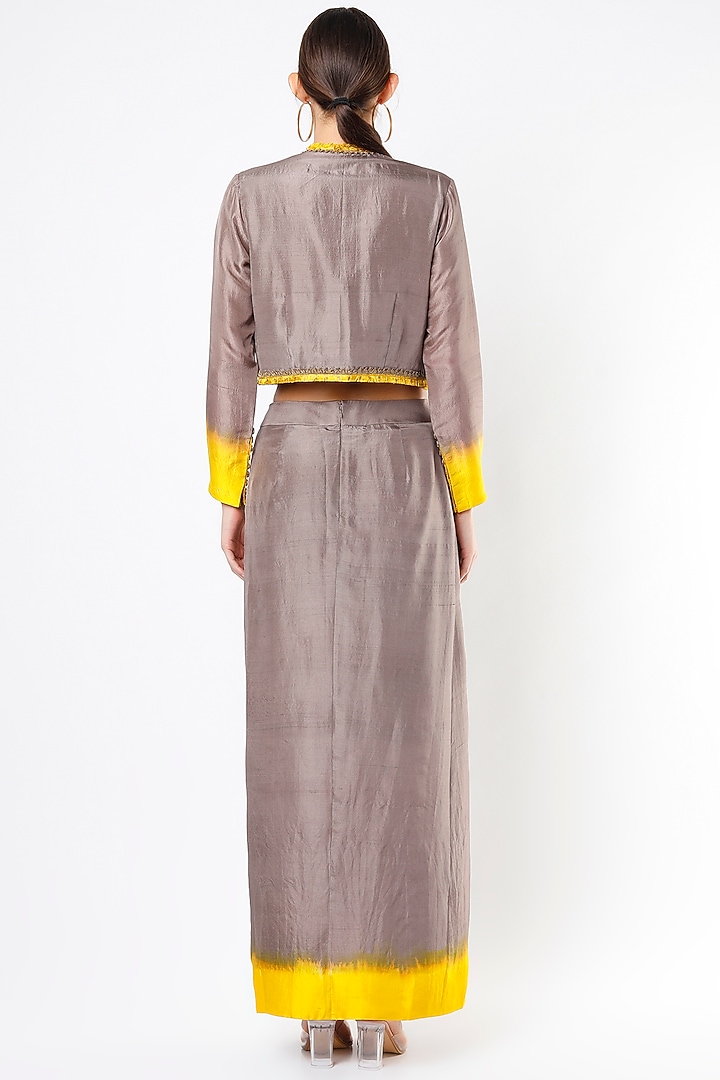Grey Draped Skirt Set by Anand Kabra at Pernia's Pop Up Shop