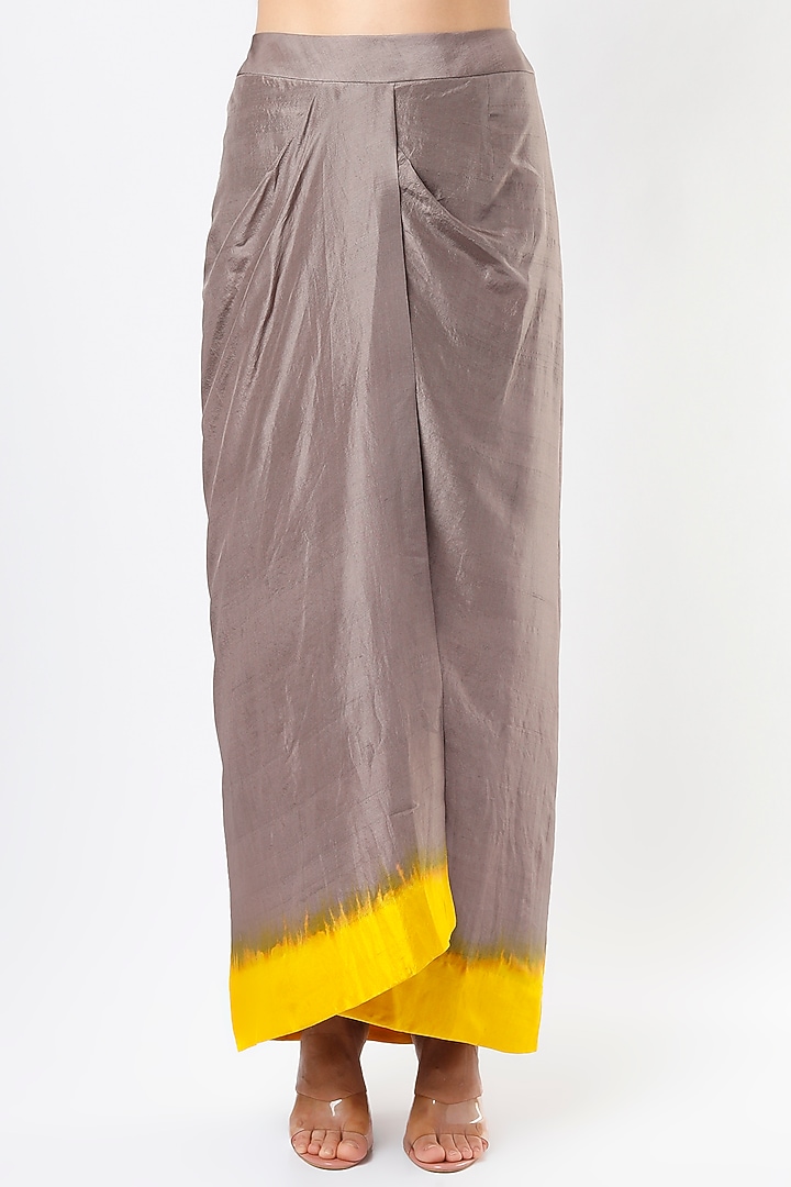 Grey Draped Skirt Set by Anand Kabra at Pernia's Pop Up Shop