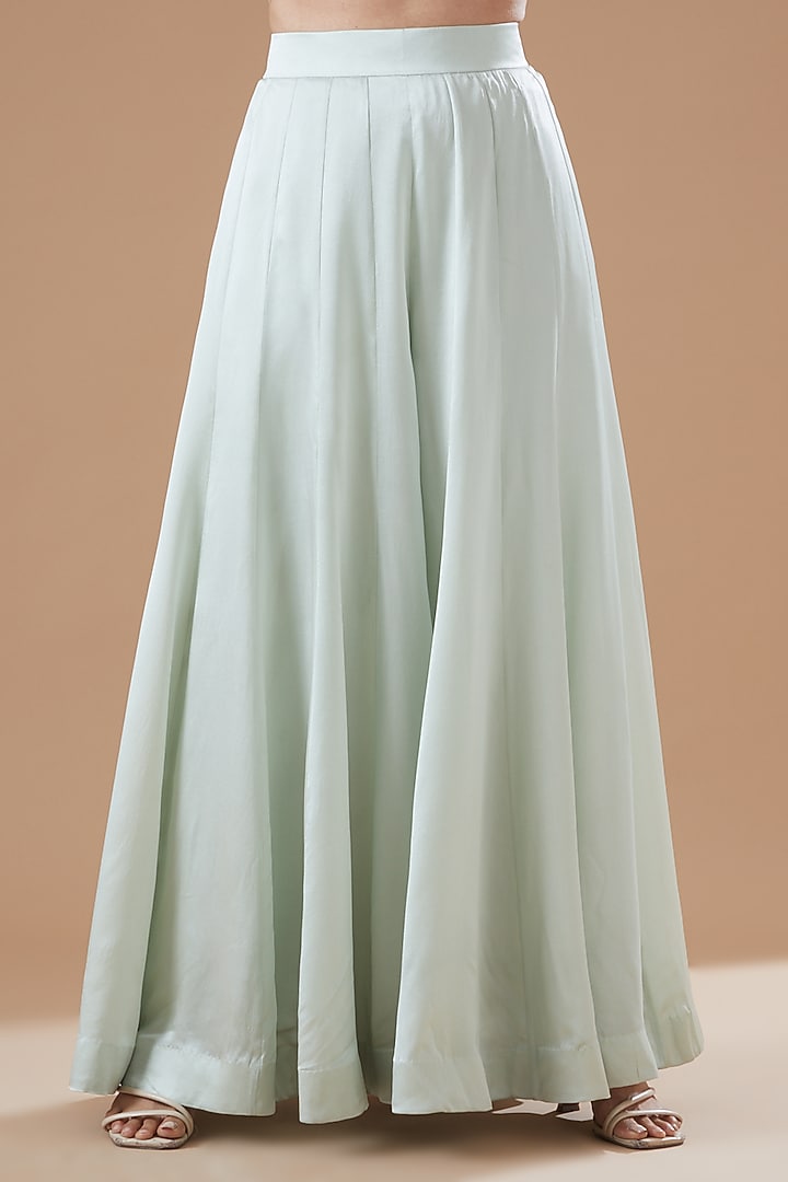 Light Sea Green Satin Bridal Sharara Set by Anand Kabra at Pernia's Pop Up Shop