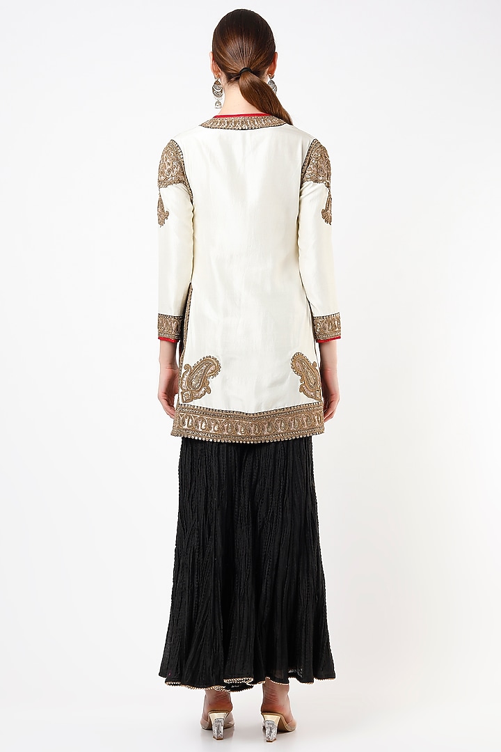 Black Chanderi Wedding Sharara Set by Anand Kabra at Pernia's Pop Up Shop