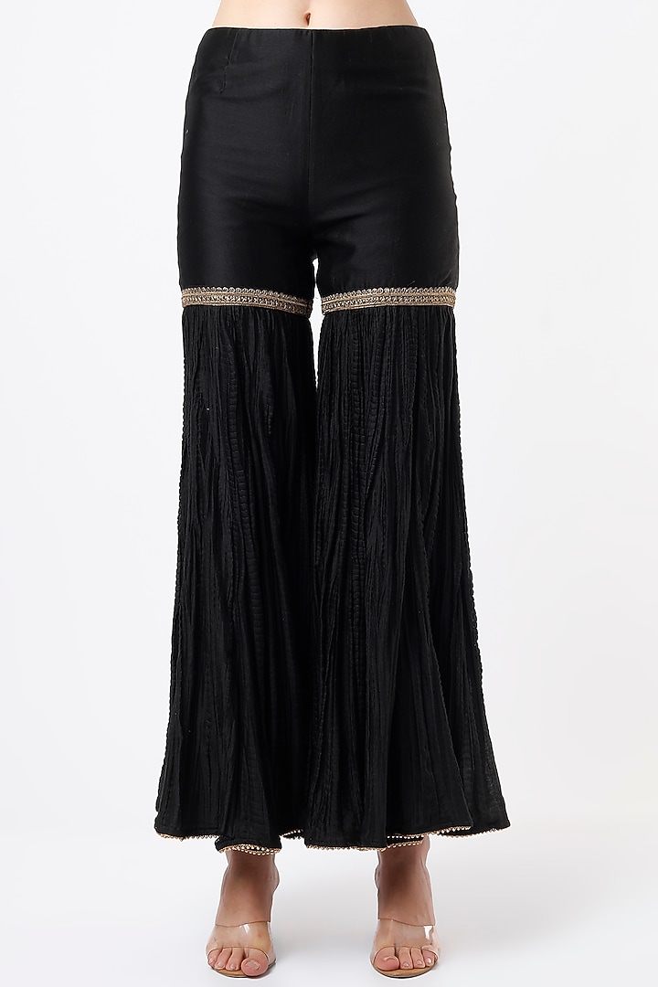 Black Chanderi Wedding Sharara Set by Anand Kabra at Pernia's Pop Up Shop