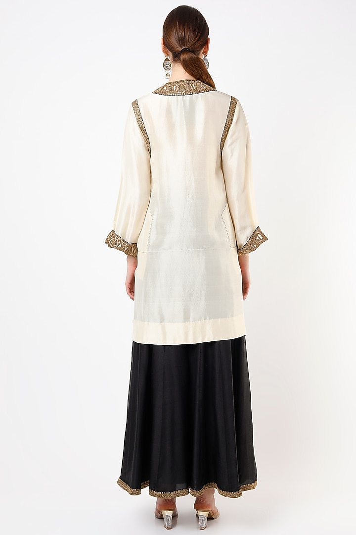 Black Dupion Silk Wedding Sharara Set by Anand Kabra at Pernia's Pop Up Shop