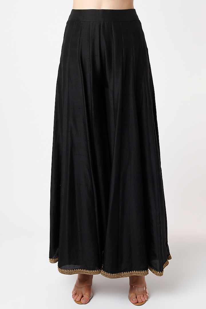 Black Dupion Silk Wedding Sharara Set by Anand Kabra at Pernia's Pop Up Shop