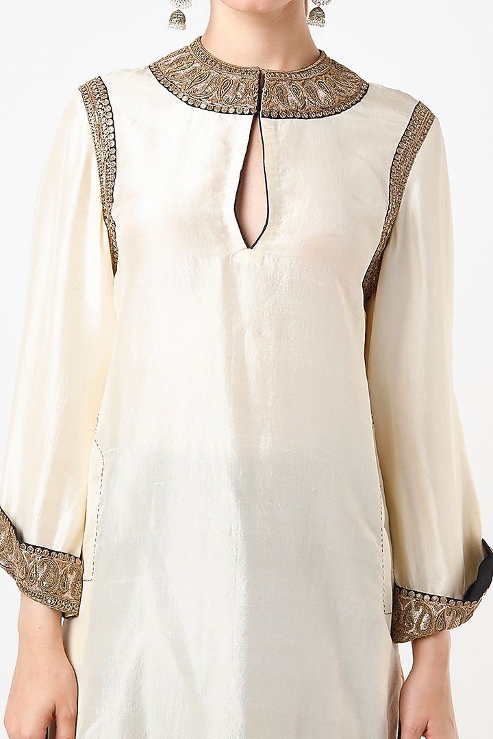 Black Dupion Silk Wedding Sharara Set by Anand Kabra at Pernia's Pop Up Shop