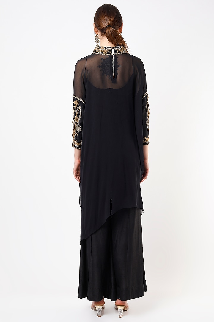 Black Zardosi Embroidered Kurta Set by Anand Kabra at Pernia's Pop Up Shop