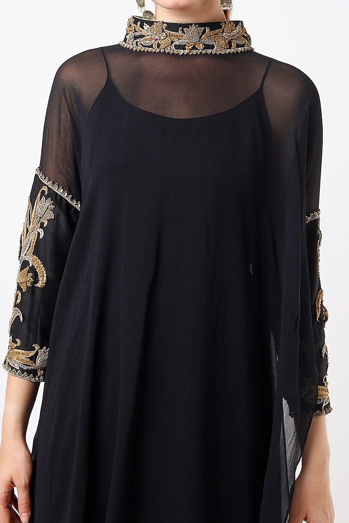 Black Zardosi Embroidered Kurta Set by Anand Kabra at Pernia's Pop Up Shop