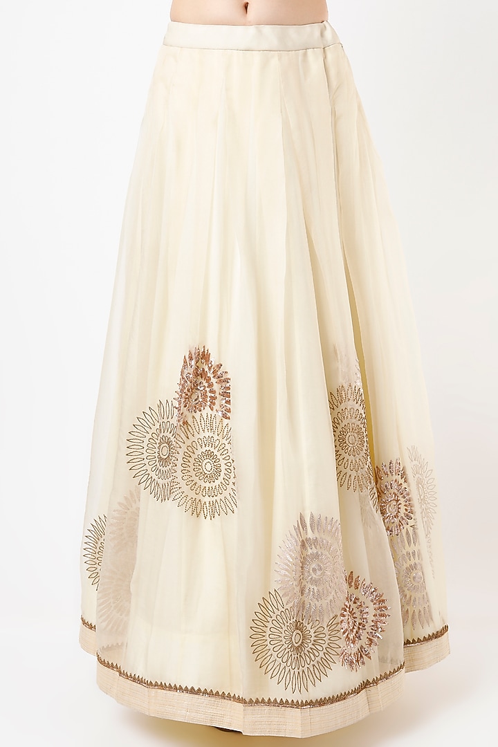 White Embroidered Skirt Set by Anand Kabra at Pernia's Pop Up Shop