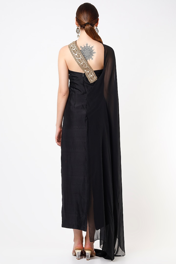 Black Embroidered Jacket Cocktail Dress by Anand Kabra at Pernia's Pop Up Shop
