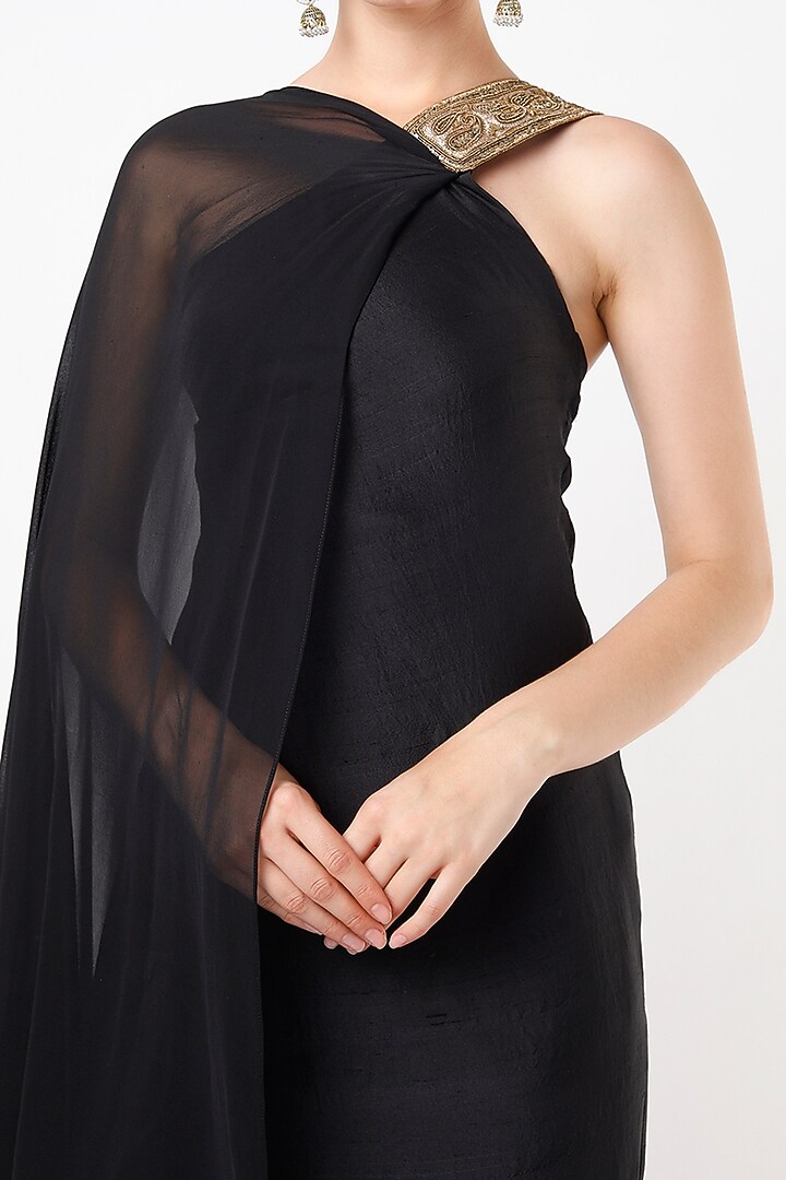 Black Embroidered Jacket Cocktail Dress by Anand Kabra at Pernia's Pop Up Shop