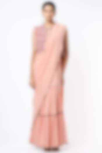 Blush Pink Georgette Lehenga Saree Set by Anand Kabra