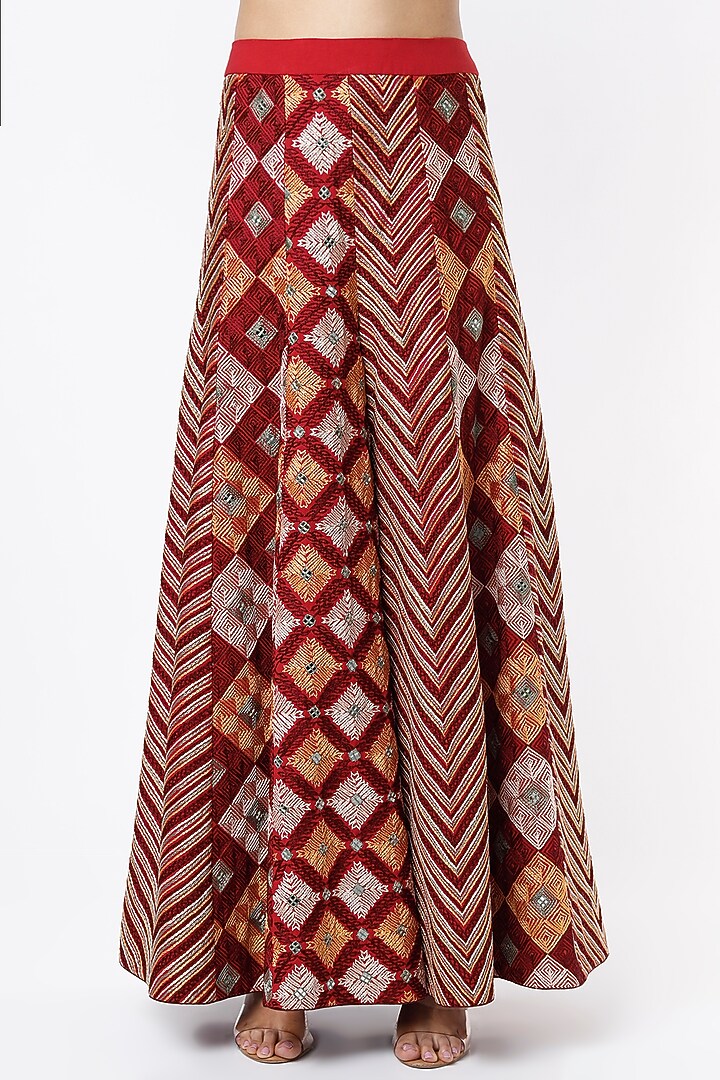 Red Wine Dupion Silk Cape Set by Anand Kabra at Pernia's Pop Up Shop