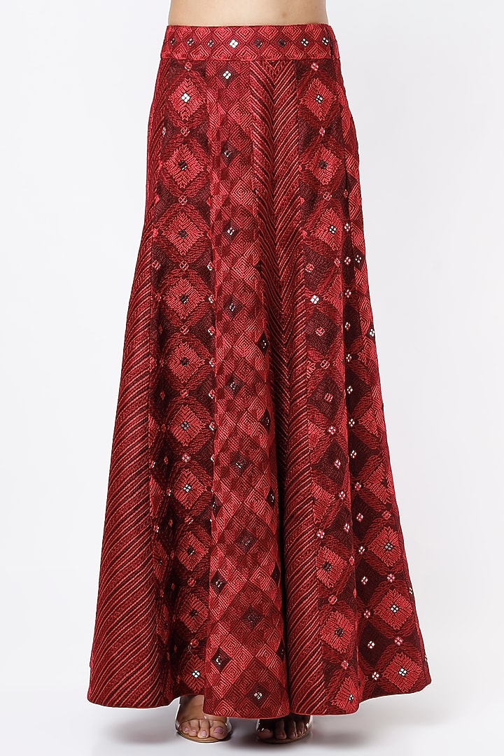Wine Dupion Silk Cape Set by Anand Kabra at Pernia's Pop Up Shop