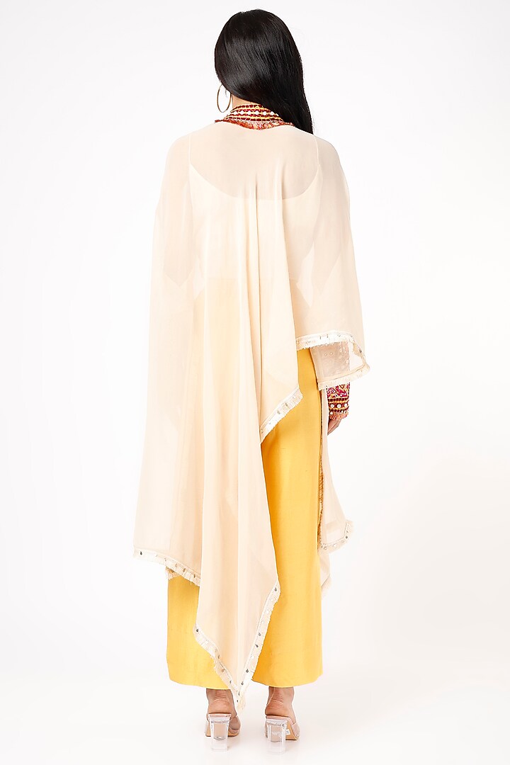White Embroidered Cape Set by Anand Kabra at Pernia's Pop Up Shop