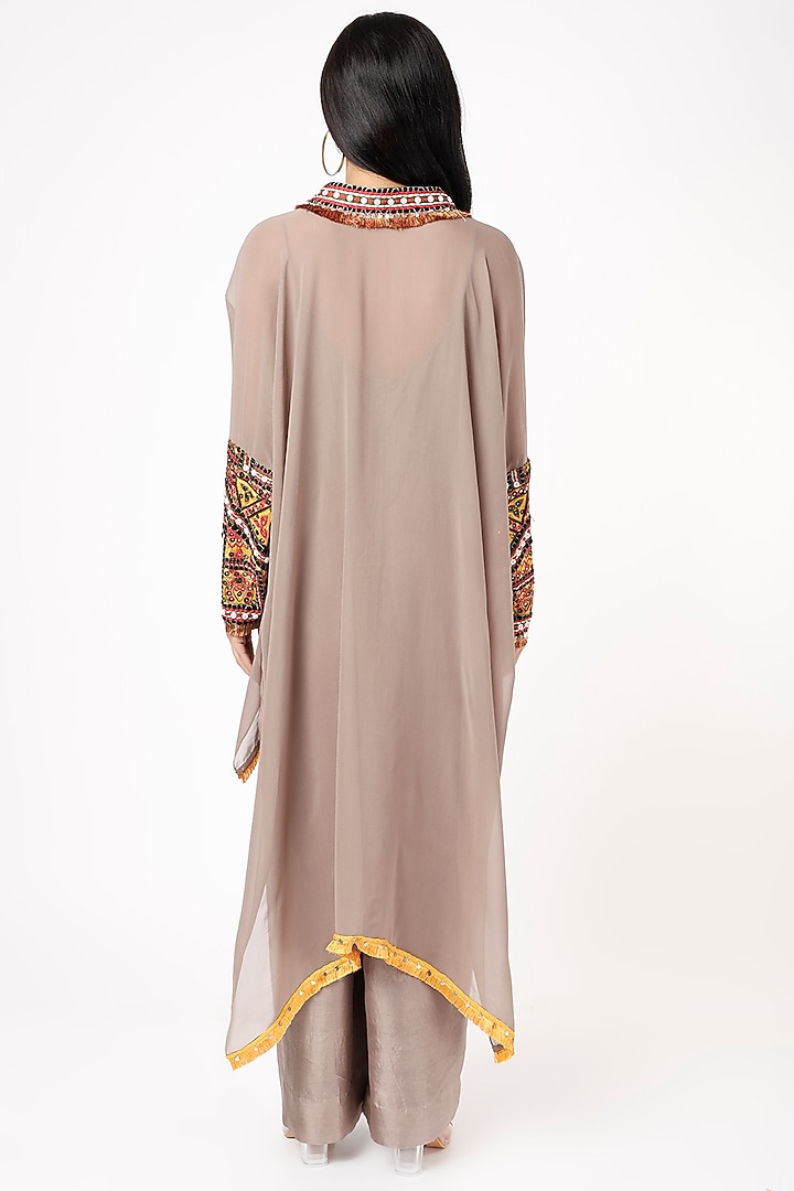 Grey Embroidered Cape Set by Anand Kabra at Pernia's Pop Up Shop