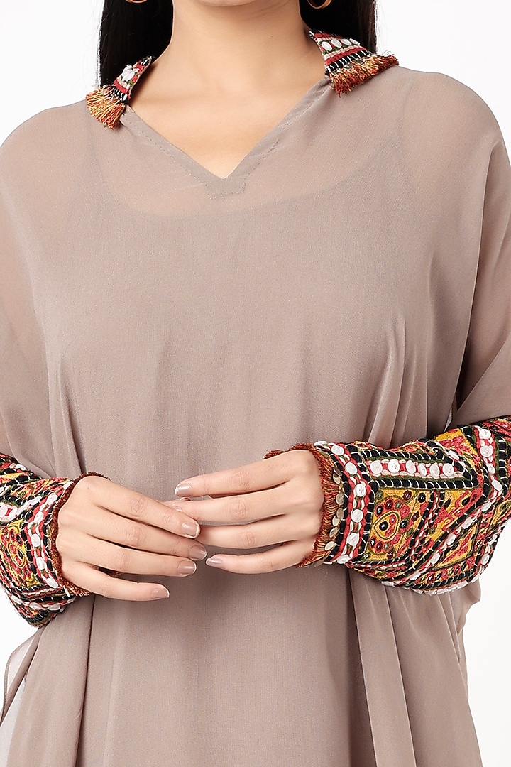 Grey Embroidered Cape Set by Anand Kabra at Pernia's Pop Up Shop