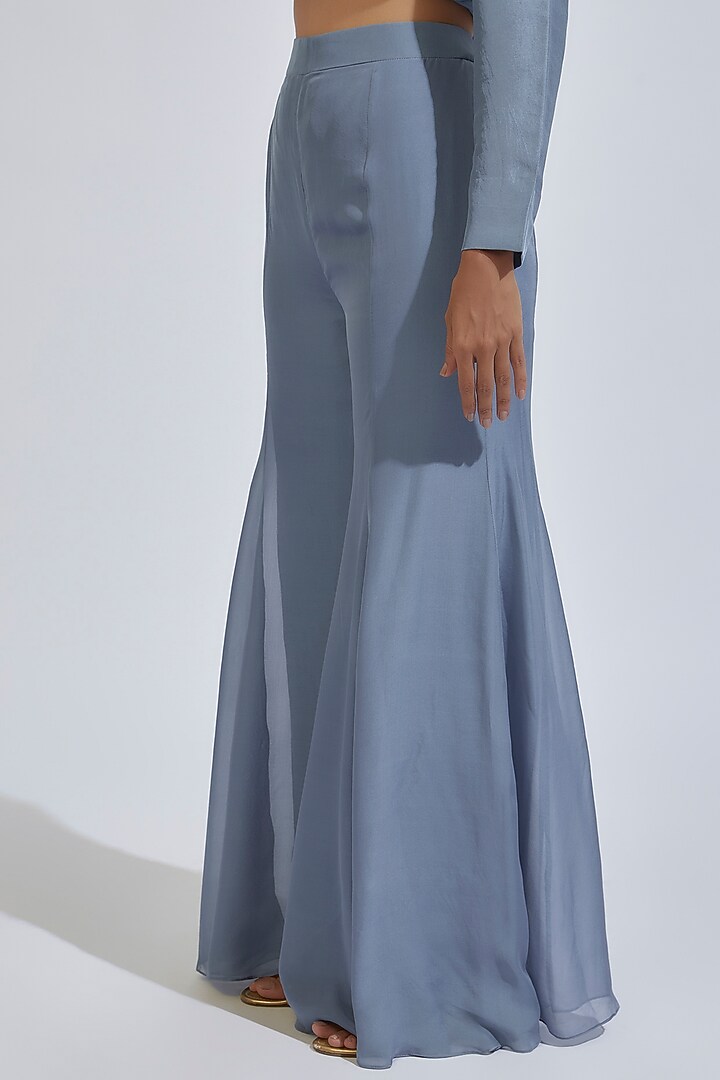 Bluish Grey Dupion Silk Kurta Set by Anand Kabra at Pernia's Pop Up Shop