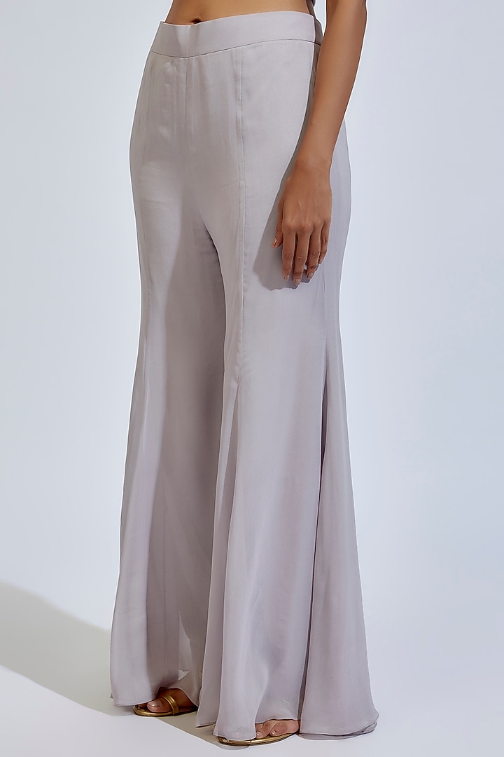 Grey Flat Chiffon Embroidered Cape Set by Anand Kabra at Pernia's Pop Up Shop