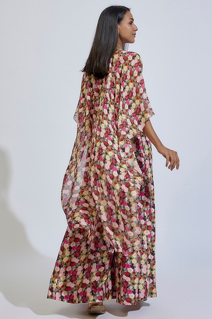 Multi-Colored Chiffon Printed Cape Set by Anand Kabra at Pernia's Pop Up Shop
