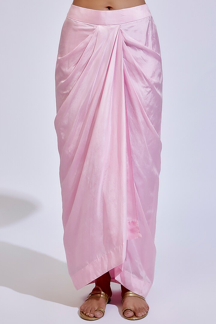 Blush Pink Flat Chiffon Embroidered Cape Set by Anand Kabra at Pernia's Pop Up Shop