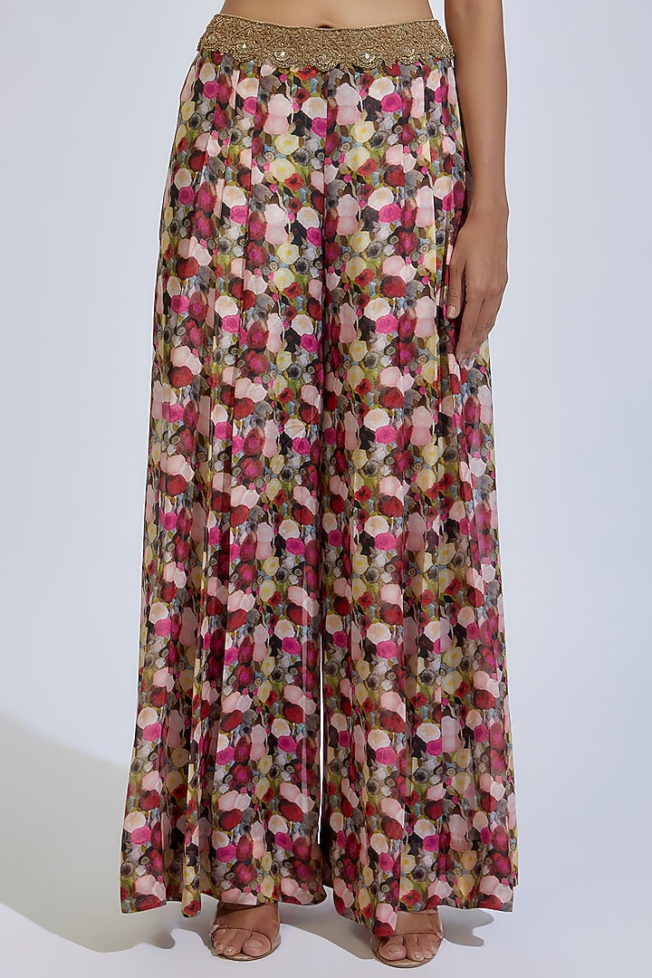 Multi-Colored Chiffon Printed Cape Set by Anand Kabra at Pernia's Pop Up Shop