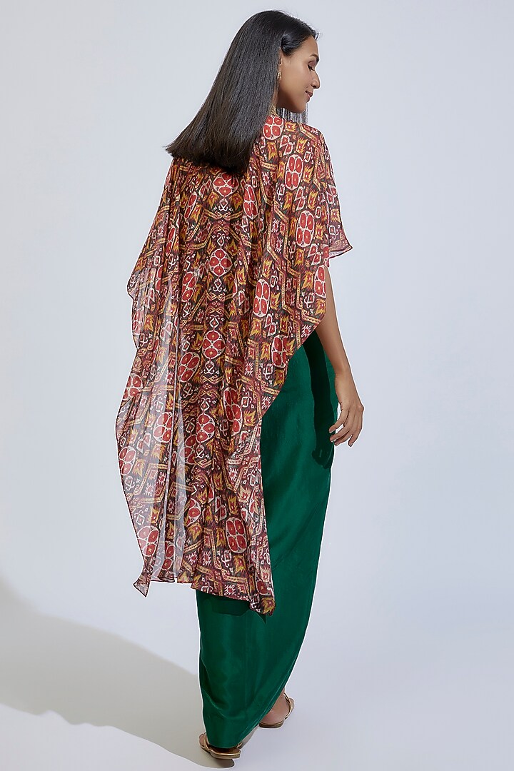 Emerald Green Dupion Skirt Set by Anand Kabra at Pernia's Pop Up Shop
